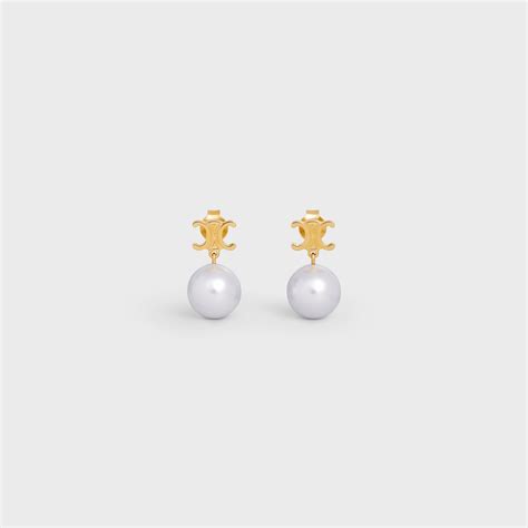 celine triomphe pearl earrings|TRIOMPHE WOMEN .